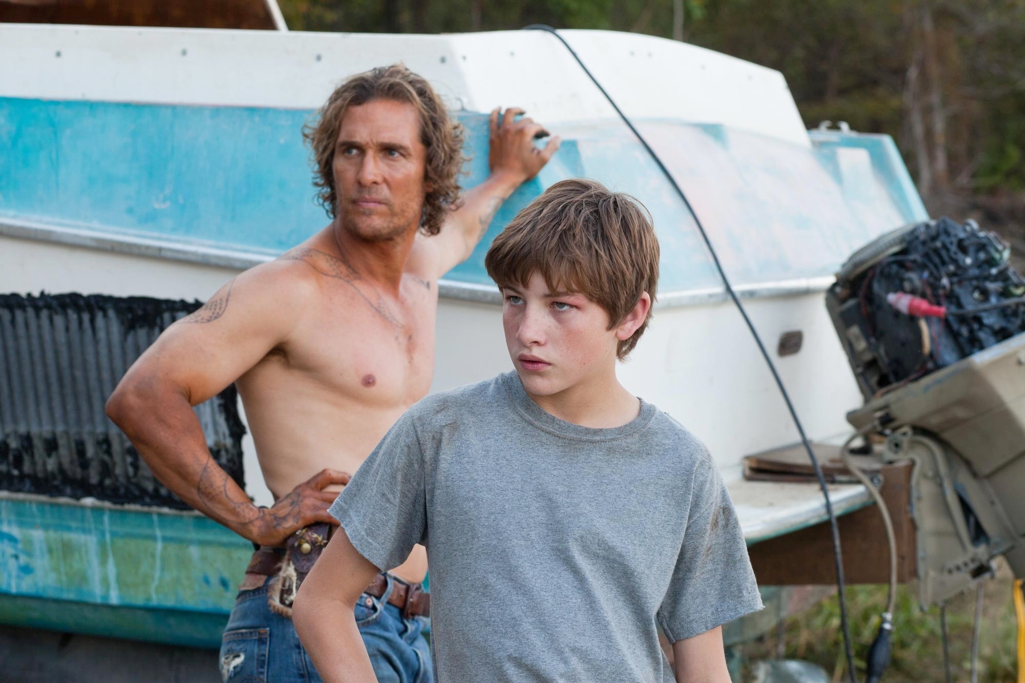 Matthew McConaughey stars as Mud and Tye Sheridan stars as Ellis in Roadside Attractions' Mud (2013)