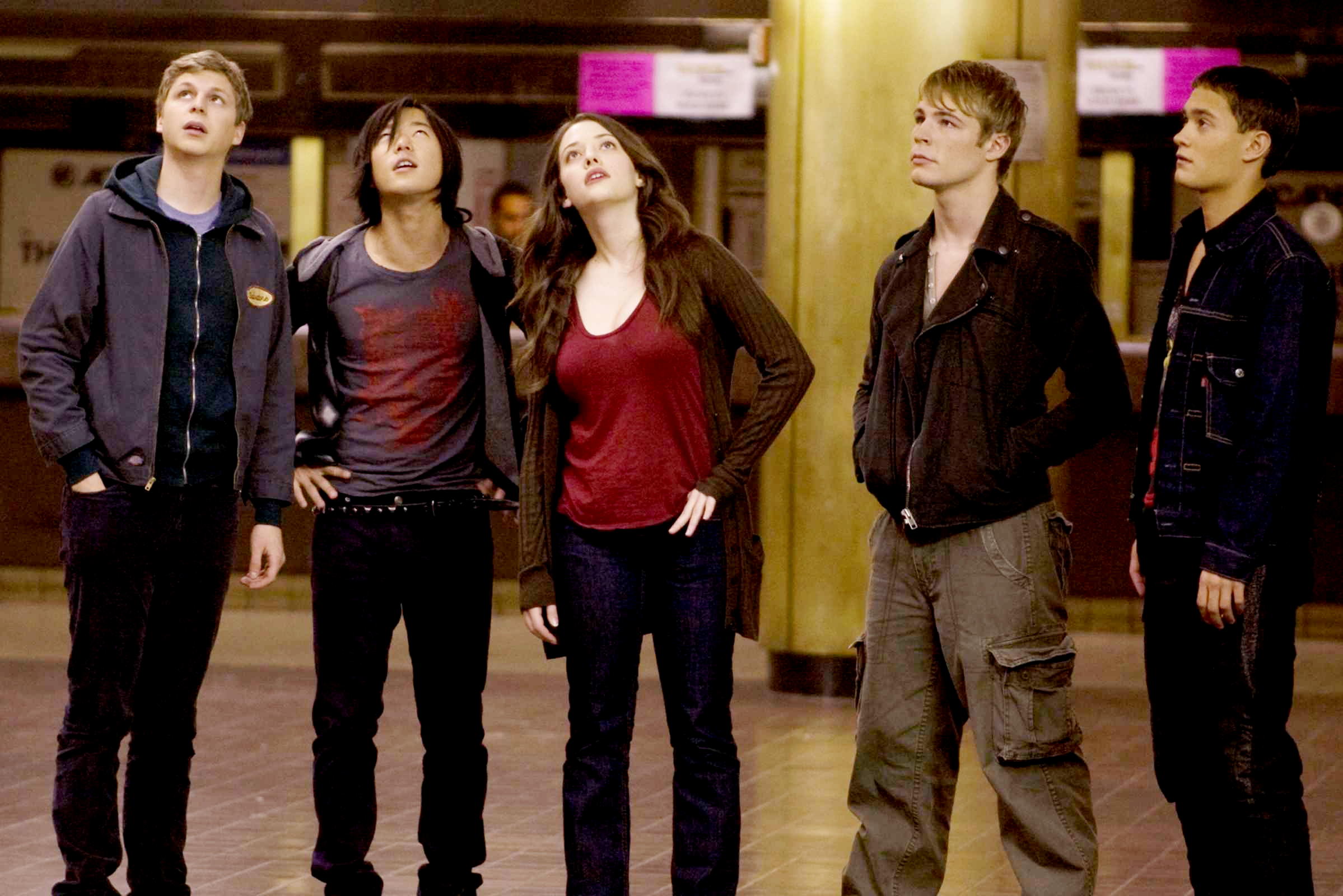 Michael Cera, Aaron Yoo, Kat Dennings, Jonathan B. Wright and Rafi Gavron in Sony Pictures' Nick and Norah's Infinite Playlist (2008). Photo credit by K.C. Bailey.