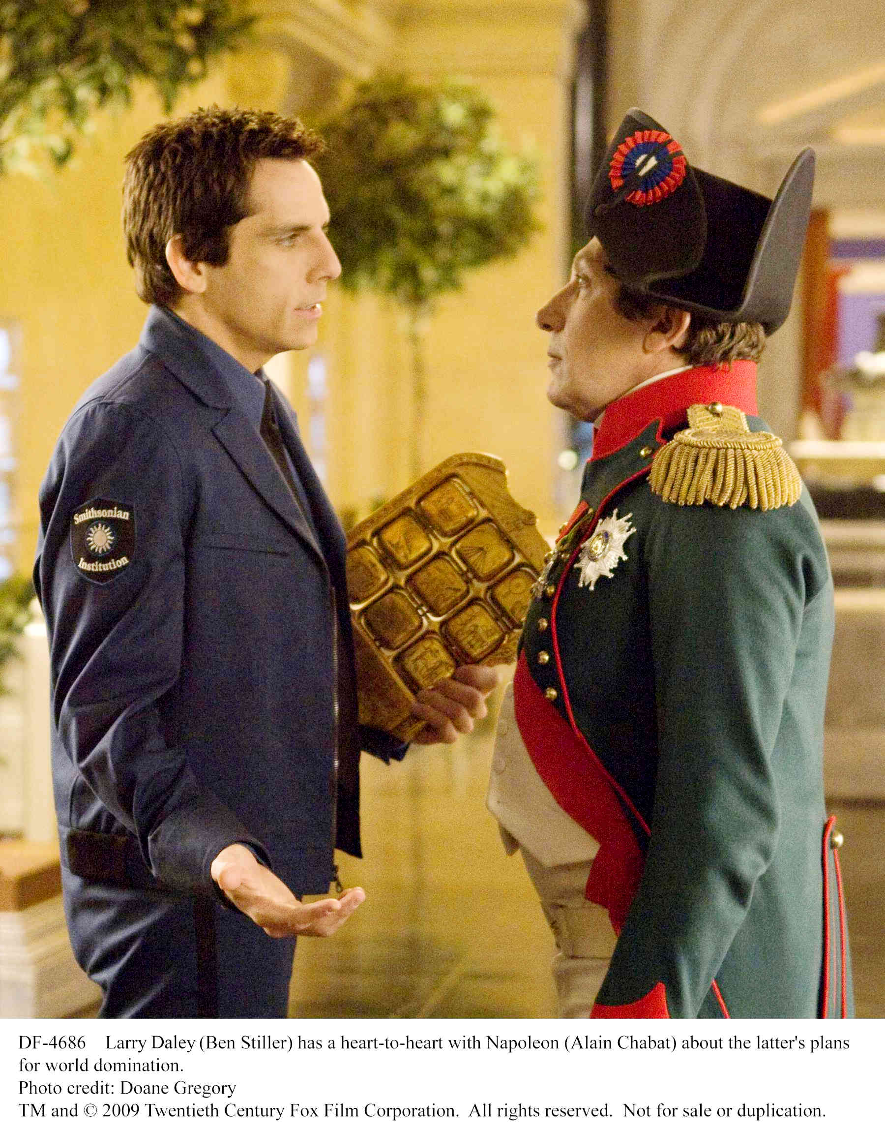 Ben Stiller stars as Larry Daley and Alain Chabat stars as Napoleon in 20th Century Fox's Night at the Museum 2: Battle of the Smithsonian (2009). Photo credit by Doane Gregory.