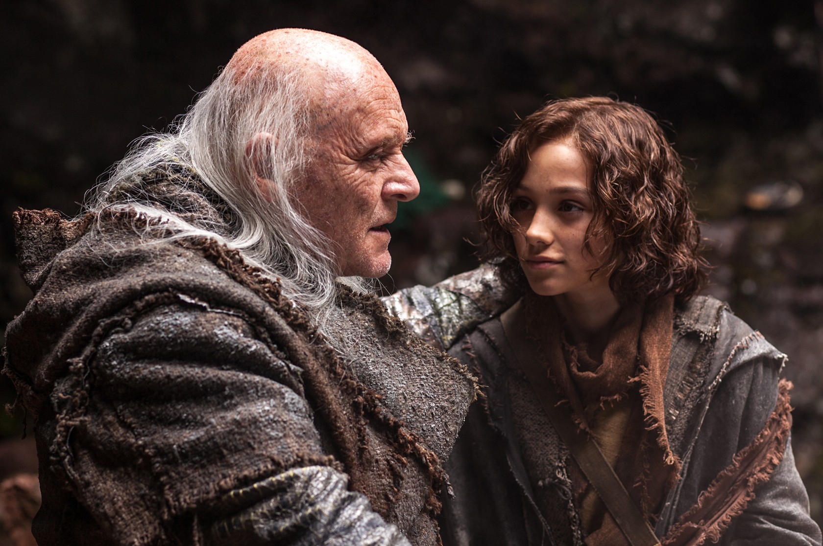 Anthony Hopkins stars as Methuselah and Gavin Casalegno stars as Young Shem in Paramount Pictures' Noah (2014)