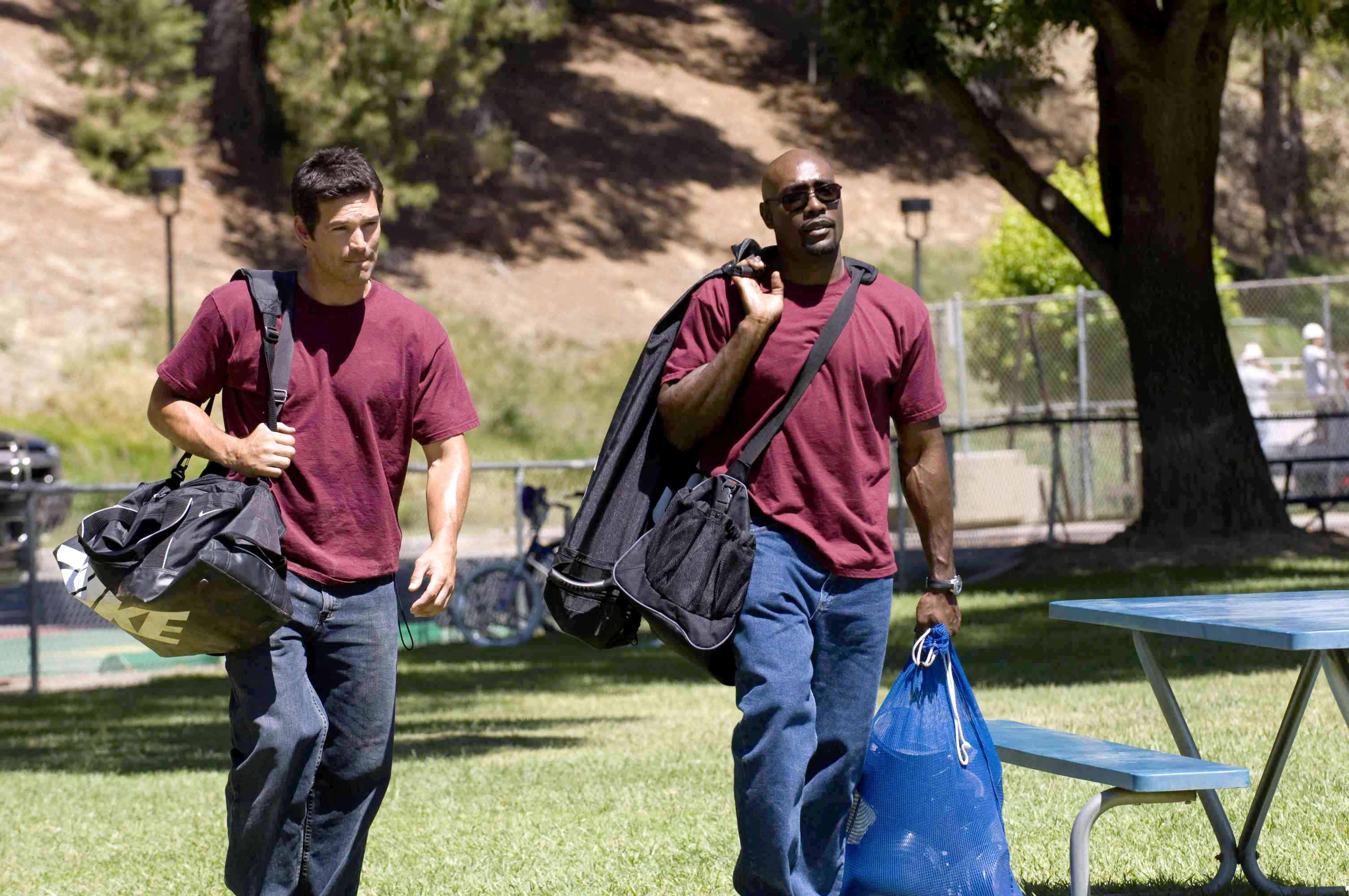 Eddie Cibrian stars as Brock Houseman and Morris Chestnut stars as Dave Johnson in Screen Gems' Not Easily Broken (2009). Photo credit by Ron Phillips.