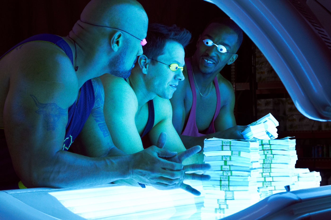 The Rock, Mark Wahlberg and Anthony Mackie in Paramount Pictures' Pain and Gain (2013)