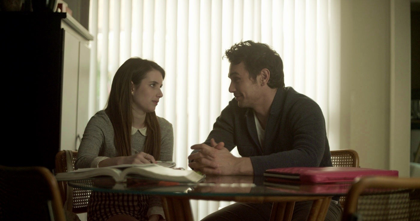 Emma Roberts stars as April and James Franco stars as Mr. Bin in Tribeca Film's Palo Alto (2014)