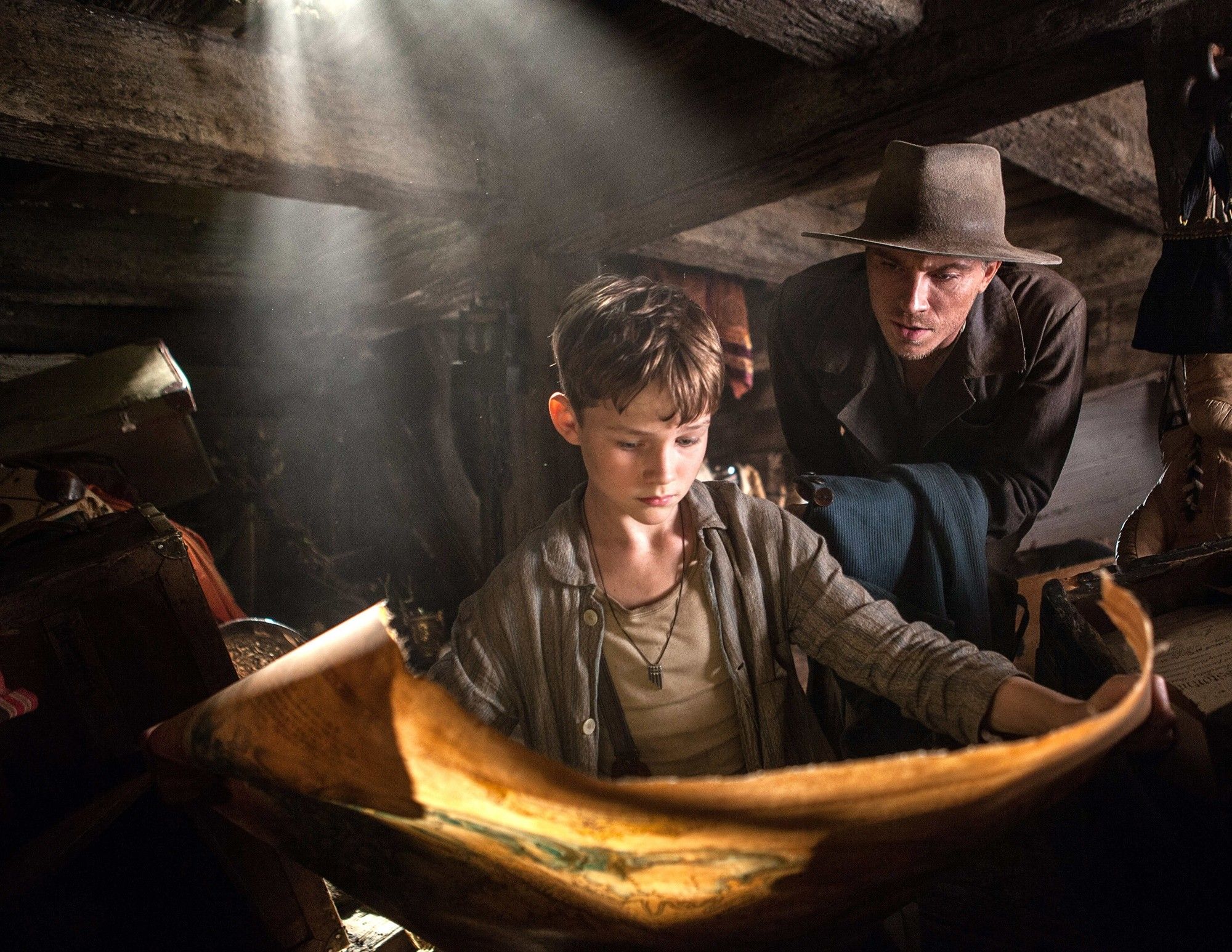 Levi Miller stars as Peter Pan and Garrett Hedlund stars as Hook in Warner Bros. Pictures' Pan (2015)