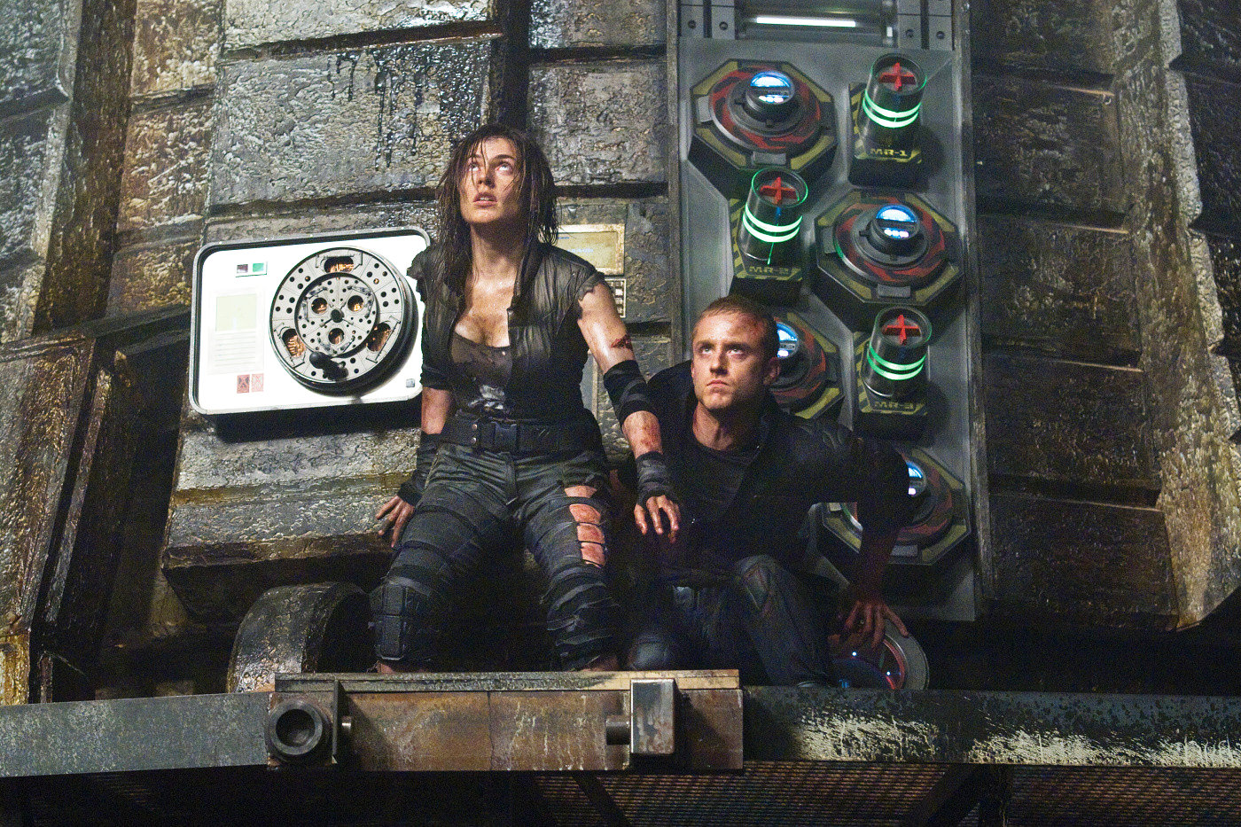 Antje Traue and Ben Foster (Bower) in Overture Films' Pandorum (2009)