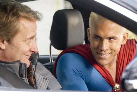 Jeff Daniels stars as Richard and Ryan Reynolds stars as Captain Excellent in MPI Media Group's Paper Man (2010)