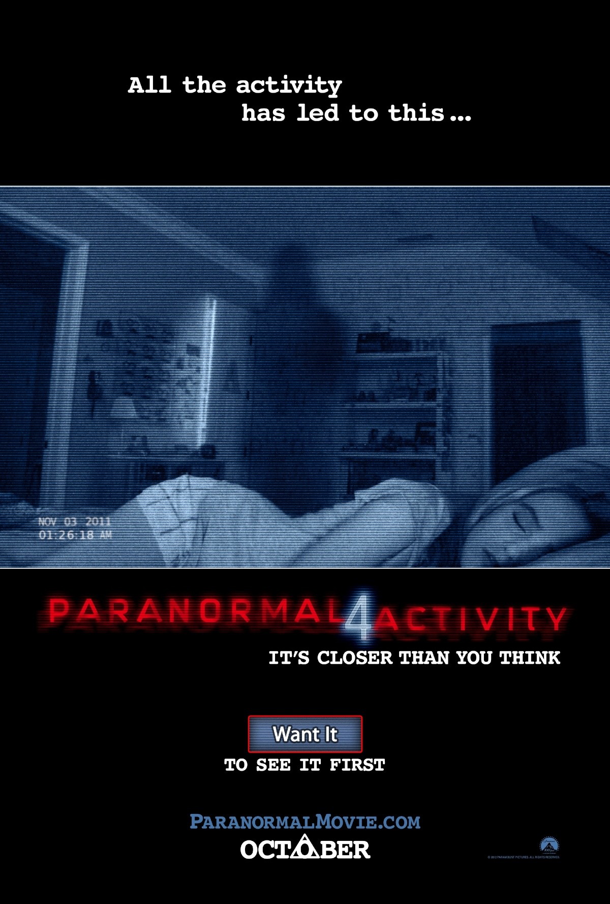 Poster of Paramount Pictures' Paranormal Activity 4 (2012)