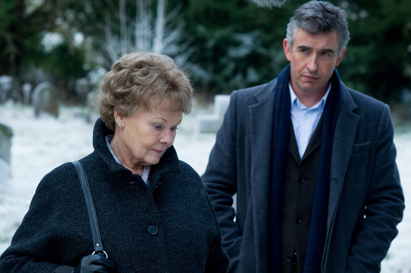 Judi Dench stars as Philomena Lee and Steve Coogan stars as Martin Sixsmith in The Weinstein Company's Philomena (2013)