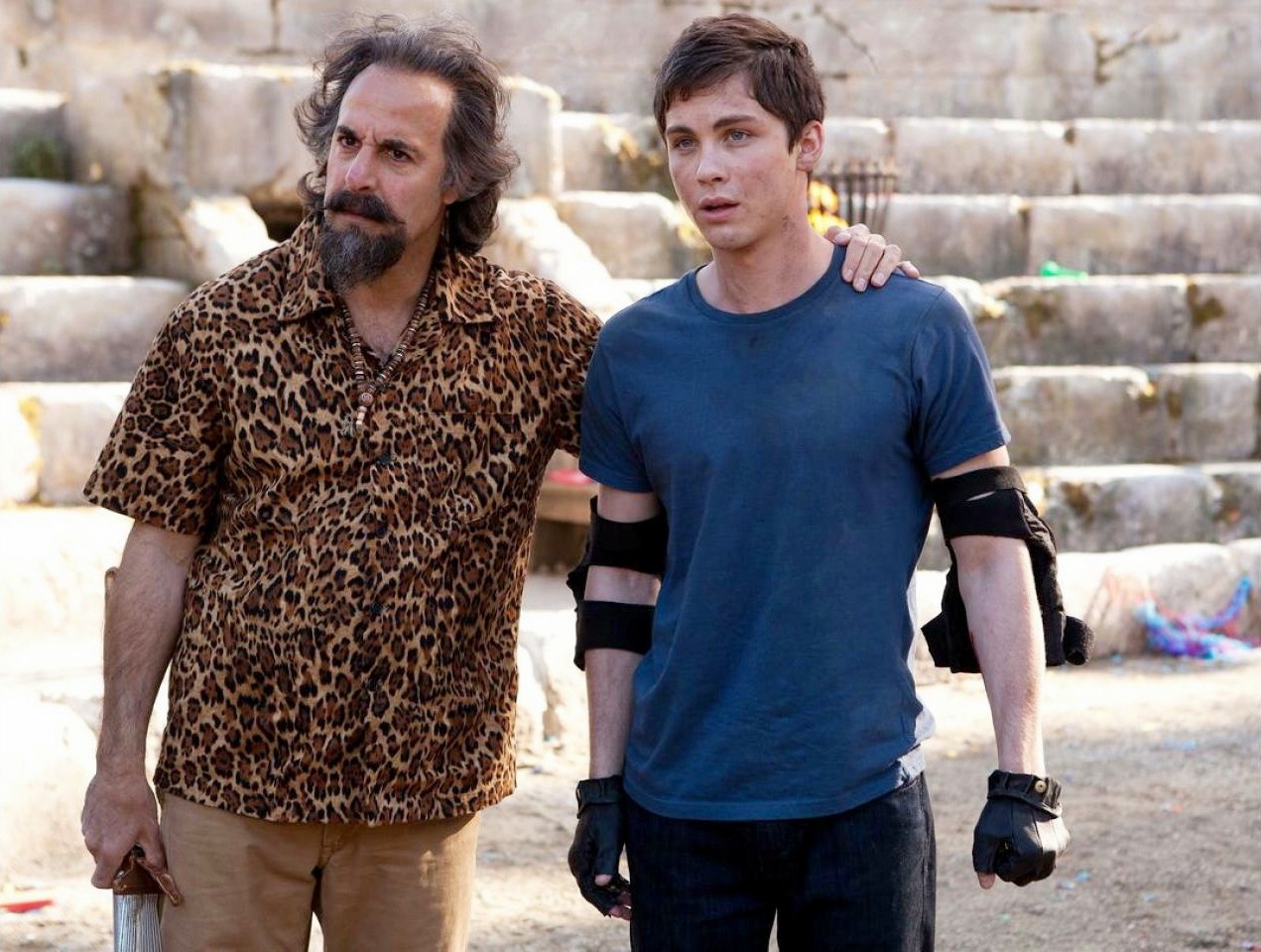 Stanley Tucci stars as Dionysus and  Logan Lerman stars as Percy Jackson in The 20th Century Fox's Percy Jackson: Sea of Monsters (2013)