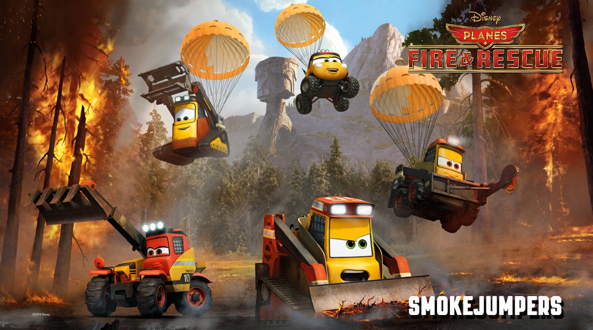 Pinecone, Drip, Dynamite, Avalanche and Blackout (The Smokejumpers) from Walt Disney Pictures' Planes: Fire & Rescue (2014)