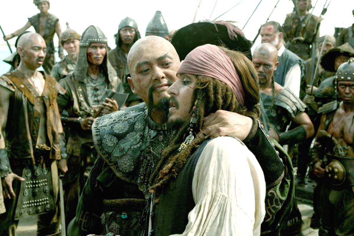 Chow Yun-Fat as Capt.Sao Feng and Johnny Depp as Jack Sparrow in Walt Disney Pic's POTC: At Worlds End (2007)