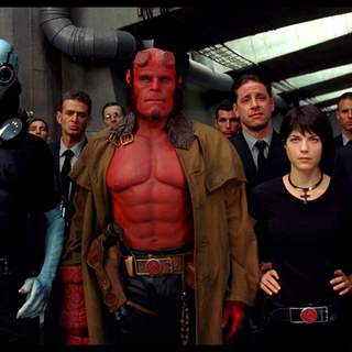 Doug Jones as Abe Sapien, Ron Perlman as Hellboy and Selma Blair as Liz in Universal Pictures' Hellboy II: The Golden Army (2008)