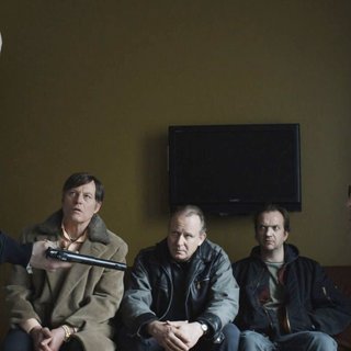 Aksel Hennie, Bjorn Floberg, Stellan Skarsgard, Gard B. Eidsvold and Knut Jargen Skaro in Strand Releasing's A Somewhat Gentle Man (2011)