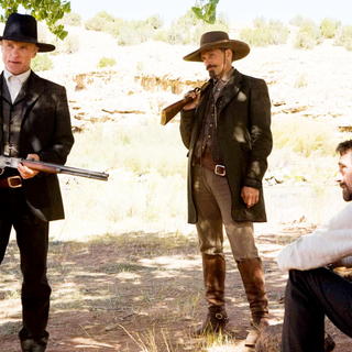 Ed Harris, Viggo Mortensen and Jeremy Irons in New Line Cinema's Appaloosa (2008). Photo by Lorey Sebastian.