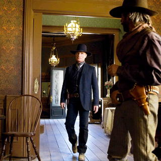 Ed Harris stars as Virgil Cole and Boyd Kestner stars as Bronc in New Line Cinema's Appaloosa (2008). Photo by Lorey Sebastian.