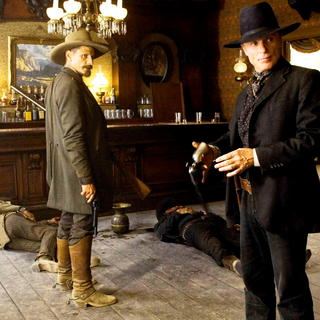 Viggo Mortensen stars as Everett Hitch and Ed Harris stars as Virgil Cole in New Line Cinema's Appaloosa (2008). Photo by Lorey Sebastian.