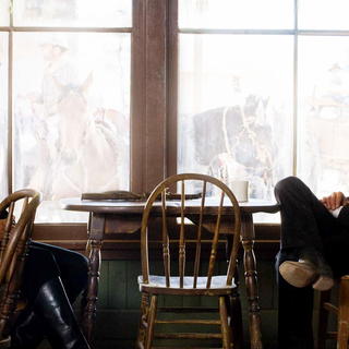 Jeremy Irons stars as Randall Bragg  and Ed Harris stars as Virgil Cole in New Line Cinema's Appaloosa (2008). Photo by Lorey Sebastian.