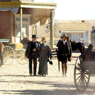 Ed Harris, Renee Zellweger and Viggo Mortensen in New Line Cinema's Appaloosa (2008). Photo by Lorey Sebastian.