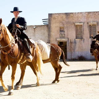 Ed Harris, Viggo Mortensen and Renee Zellweger in New Line Cinema's Appaloosa (2008). Photo by Lorey Sebastian.