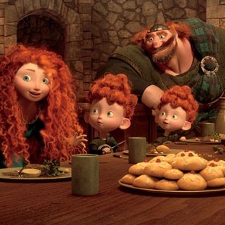 Princess Merida, The Triplets, King Fergus and Queen Elinor of Walt Disney Pictures' Brave (2012)