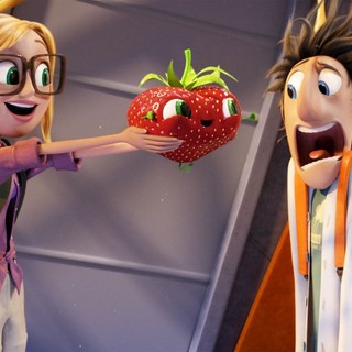 Sam Sparks, Barry the Strawberry and Flint Lockwood from Columbia Pictures' Cloudy with a Chance of Meatballs 2 (2013)