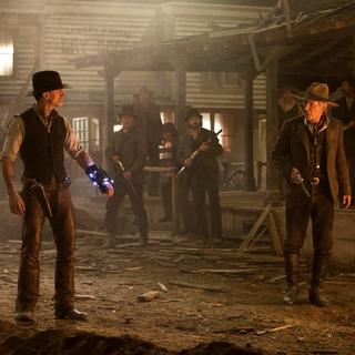 Daniel Craig stars as Jake Lonergan and Harrison Ford stars as Col. Woodrow Dolarhyde in DreamWorks Pictures' Cowboys and Aliens (2011)