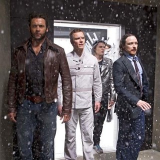 Hugh Jackman, James McAvoy, Evan Peters and Michael Fassbender in 20th Century Fox's X-Men: Days of Future Past (2014)