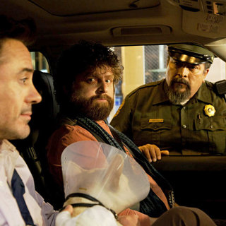 Robert Downey Jr., Zach Galifianakis and Paul Renteria in Warner Bros. Pictures' Due Date (2010)