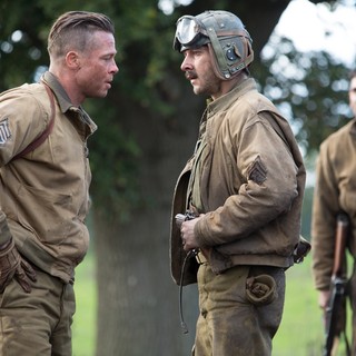 Brad Pitt stars as Wardaddy and Shia LaBeouf stars as Bible in Columbia Pictures' Fury (2014)