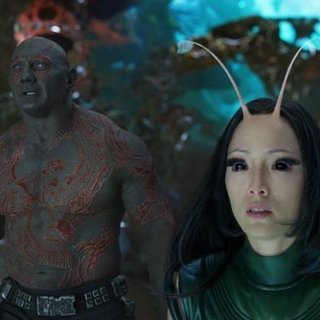 Dave Bautista stars as Drax and Pom Klementieff stars as Mantis in Walt Disney Pictures' Guardians of the Galaxy Vol. 2 (2017)
