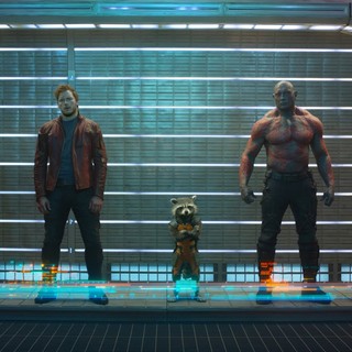 Zoe Saldana, Chris Pratt and Dave Bautista in Marvel Studios' Guardians of the Galaxy (2014)