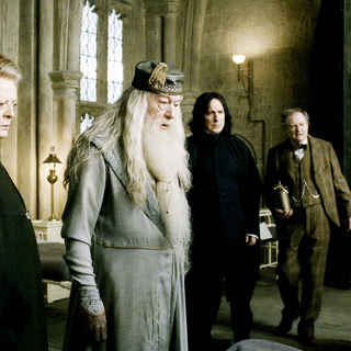 Maggie Smith, Michael Gambon, Alan Rickman, Jim Broadbent and Daniel Radcliffe in Warner Bros' Harry Potter and the Half-Blood Prince (2009)
