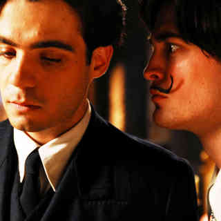 Javier Beltran stars as Federico Garcia Lorca and Robert Pattinson stars as Salvador Dali in Regent Releasing's Little Ashes (2009)