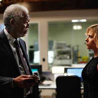 Morgan Freeman and Scarlett Johansson (Lucy) in Universal Pictures' Lucy (2014)