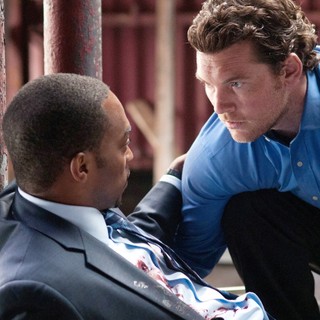 Anthony Mackie stars as Mike Ackerman and Sam Worthington stars as Nick Cassidy in Summit Entertainment's Man on a Ledge (2012)