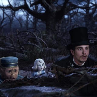 Flying Monkey, China Girl and James Franco (stars as Oz) in Walt Disney Pictures' Oz: The Great and Powerful (2013)