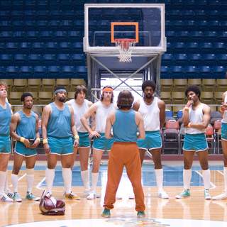 (L-R) Will Ferrell, Peter Cornell, Jay Phillips, DeRay Davis, Josh Braaten, Woody Harrelson and Andre Benjamin in New Line Cinema's SEMI-PRO.