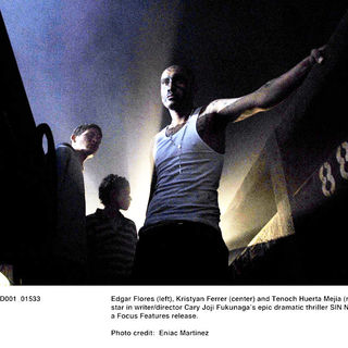 Edgar Flores, Kristyan Ferrer and Tenoch Huerta in Focus Features' Sin Nombre (2009). Photo credit by Eniac Martinez.