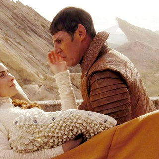 Winona Ryder stars as Amanda Grayson and Leonard Nimoy stars as Old Spock in Paramount Pictures' Star Trek (2009)