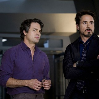 Mark Ruffalo stars as Bruce Banner/The Hulk and Robert Downey Jr. stars as Tony Stark/Iron Man in Walt Disney Pictures' The Avengers (2012)