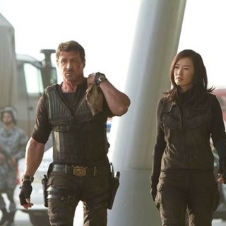 Sylvester Stallone stars as Barney Ross and Yu Nan stars as Maggie in Lionsgate Films' The Expendables 2 (2012)