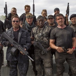 Jet Li, Antonio Banderas, Glen Powell, Arnold Schwarzenegger, Kellan Lutz, Dolph Lundgren, Ronda Rousey, Randy Couture, Victor Ortiz, Sylvester Stallone and Jason Statham in Lionsgate Film's The Expendables 3 (2014)