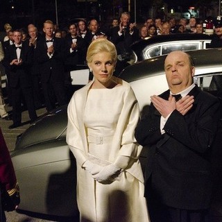 Sienna Miller stars as Tippi Hedren and Toby Jones stars as Alfred Hitchcock in HBO Films' The Girl (2012)