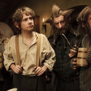 Dean O'Gorman, Martin Freeman, Jed Brophy and Adam Brown in Warner Bros. Pictures' The Hobbit: An Unexpected Journey (2012)