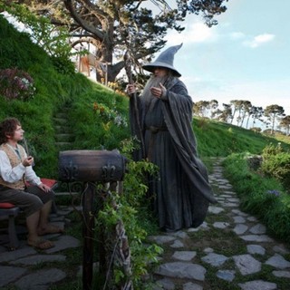 Martin Freeman stars as Bilbo Baggins and Ian McKellen stars as Gandalf in Warner Bros. Pictures' The Hobbit: An Unexpected Journey (2012)