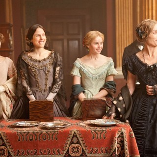 Perdita Weeks, Amanda Hale, Felicity Jones and Kristin Scott Thomas in Sony Pictures Classics' The Invisible Woman (2013). Photo credit by David Appleby.