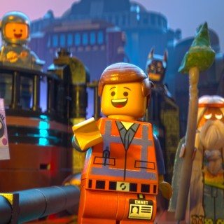 Emmet, Batman and Vitruvius from Warner Bros. Pictures' The Lego Movie (2014)