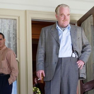 Joaquin Phoenix stars as Freddie Sutton and Philip Seymour Hoffman stars as Lancaster Dodd in The Weinstein Company's The Master (2012)