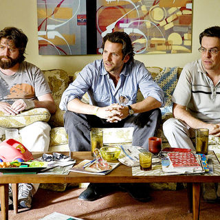 Zach Galifianakis, Bradley Cooper and Ed Helms in Warner Bros. Pictures' The Hangover (2009)