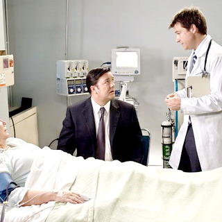 Fionnula Flanagan, Ricky Gervais and Jason Bateman in Warner Bros. Pictures' The Invention of Lying (2009)